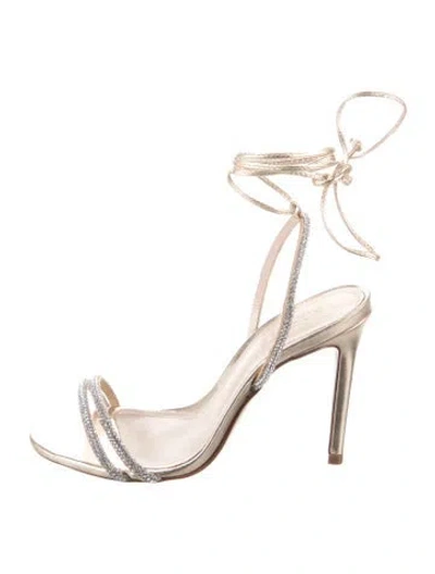 Pre-owned Schutz Leather Crystal Embellishments Sandals