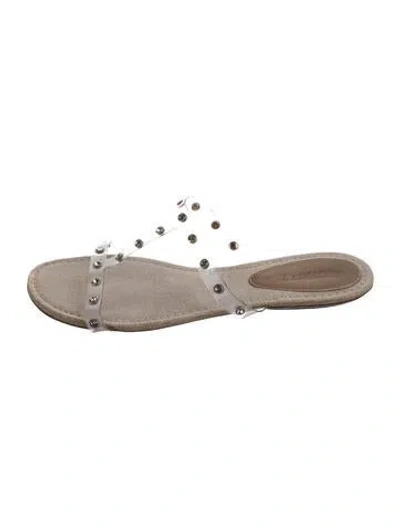 Pre-owned Schutz Leather Crystal Embellishments Sandals In Neutrals