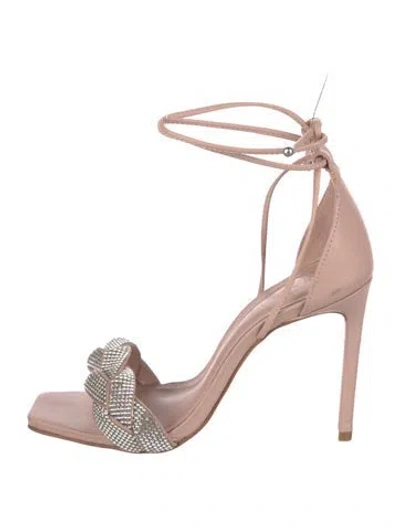 Pre-owned Schutz Leather Crystal Embellishments Sandals In Pink