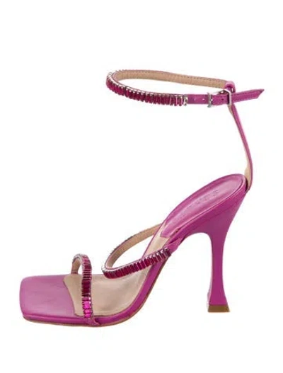 Pre-owned Schutz Leather Crystal Embellishments Sandals In Pink