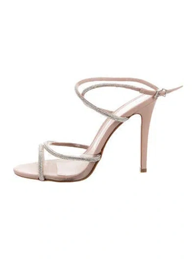 Pre-owned Schutz Leather Crystal Embellishments Sandals In Pink