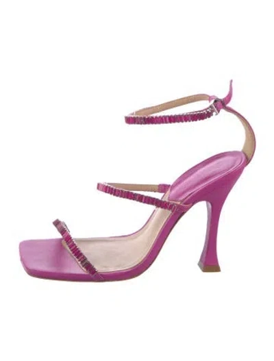 Pre-owned Schutz Leather Crystal Embellishments Sandals In Purple