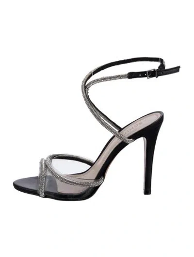 Pre-owned Schutz Leather Crystal Embellishments Sandals In Silver