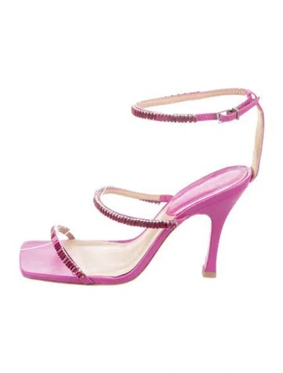 Pre-owned Schutz Leather Crystal Embellishments Slingback Sandals In Pink