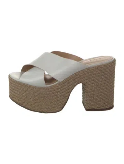 Pre-owned Schutz Leather Cutout Accent Espadrilles In White