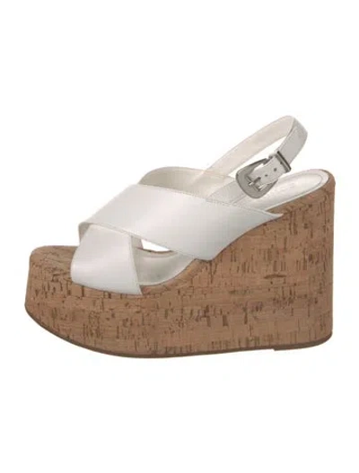 Pre-owned Schutz Leather Cutout Accent Sandals In White