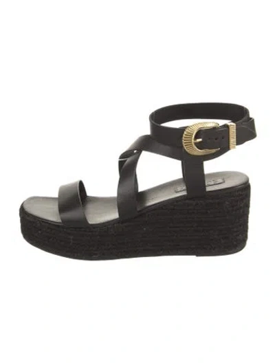 Pre-owned Schutz Leather Espadrilles In Black