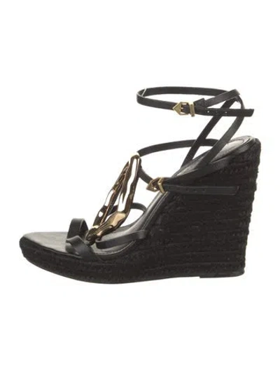 Pre-owned Schutz Leather Espadrilles In Black