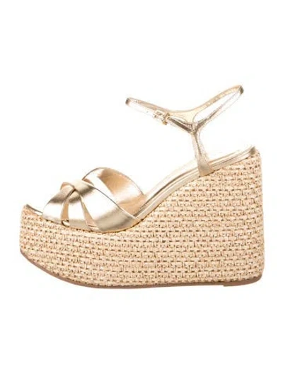 Pre-owned Schutz Leather Espadrilles In Gold