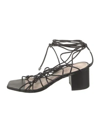 Pre-owned Schutz Leather Gladiator Sandals In Black