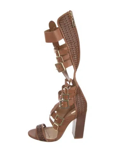 Pre-owned Schutz Leather Gladiator Sandals In Brown