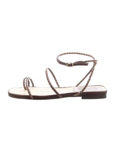 Pre-owned Schutz Leather Gladiator Sandals In Brown
