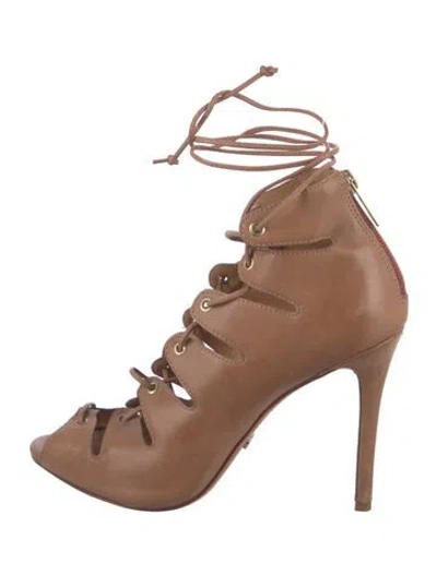 Pre-owned Schutz Leather Gladiator Sandals In Neutral