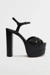 Schutz Keefa Leather Ankle-strap Platform Sandals In Black