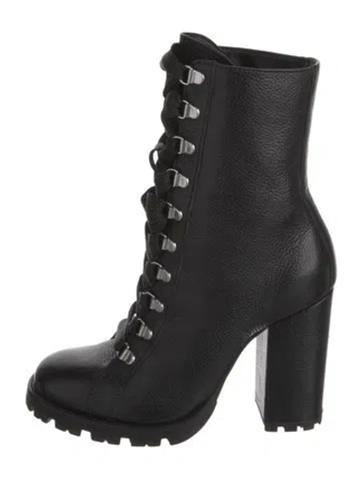 Pre-owned Schutz Leather Lace-up Boots In Black