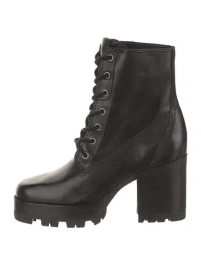 Pre-owned Schutz Leather Lace-up Boots In Black