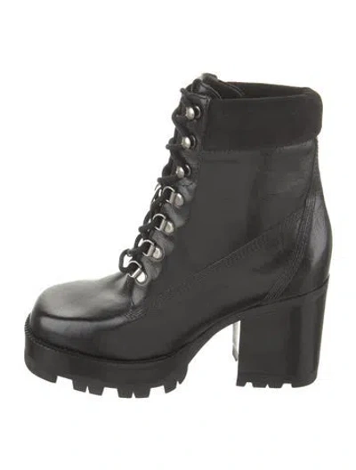 Pre-owned Schutz Leather Lace-up Boots In Black