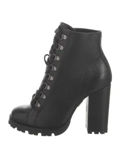 Pre-owned Schutz Leather Lace-up Boots In Black