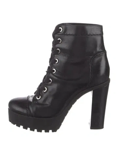 Pre-owned Schutz Leather Lace-up Boots In Black