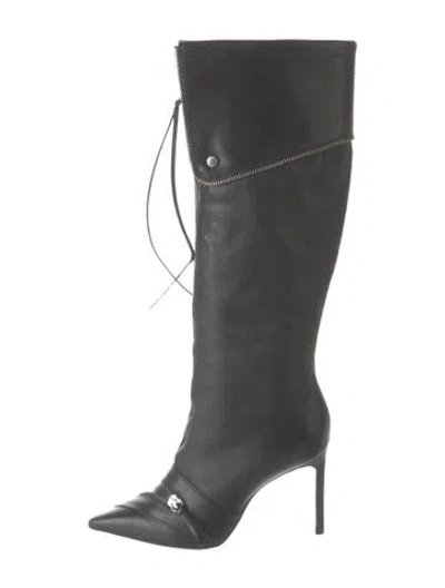 Pre-owned Schutz Leather Lace-up Boots In Black
