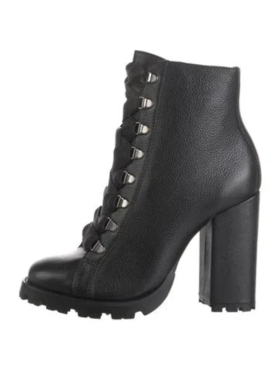 Pre-owned Schutz Leather Lace-up Boots In Black