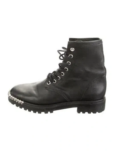Pre-owned Schutz Leather Lace-up Boots In Black