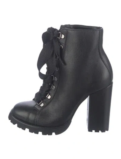 Pre-owned Schutz Leather Lace-up Boots In Black/blue
