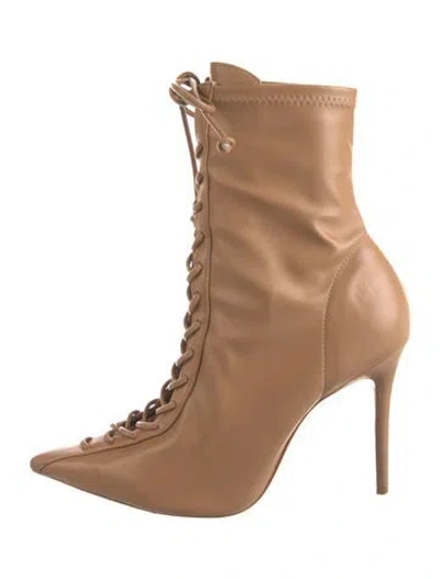 Pre-owned Schutz Leather Lace-up Boots In Brown/neutrals