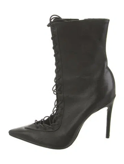 Pre-owned Schutz Leather Lace-up Boots In Green