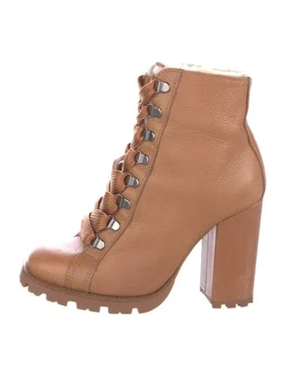 Pre-owned Schutz Leather Lace-up Boots In Neutral