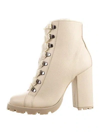 Pre-owned Schutz Leather Lace-up Boots In Neutral