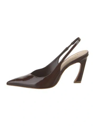Pre-owned Schutz Leather Leather Trim Embellishment Slingback Pumps W/ Tags In Black