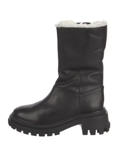 Pre-owned Schutz Leather Moto Boots In Black