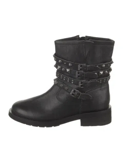 Pre-owned Schutz Leather Moto Boots In Black
