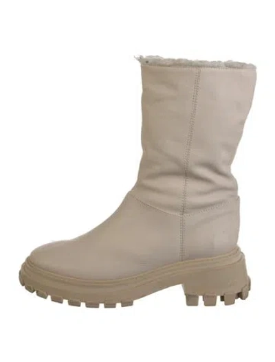 Pre-owned Schutz Leather Moto Boots In Neutral