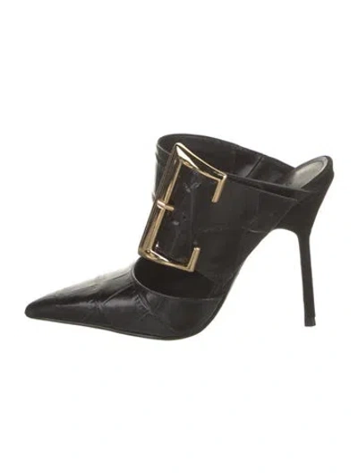 Pre-owned Schutz Leather Mules In Black