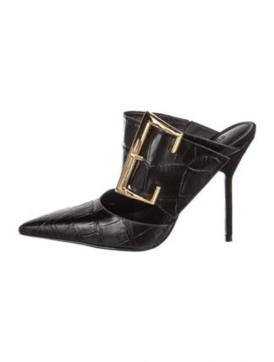 Pre-owned Schutz Leather Mules In Black