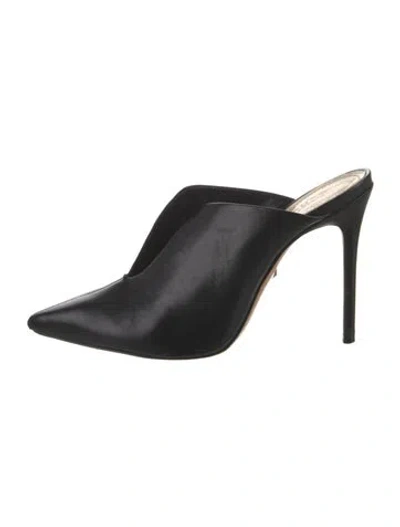 Pre-owned Schutz Leather Mules In Black