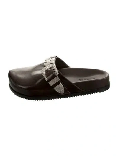 Pre-owned Schutz Leather Mules In Black