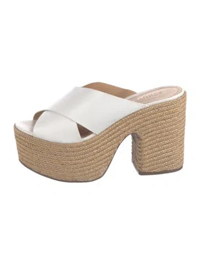 Pre-owned Schutz Leather Mules In Neutrals/white