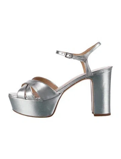 Pre-owned Schutz Leather Mules In Silver