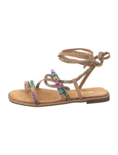 Pre-owned Schutz Leather Patterned Gladiator Sandals In Neutral