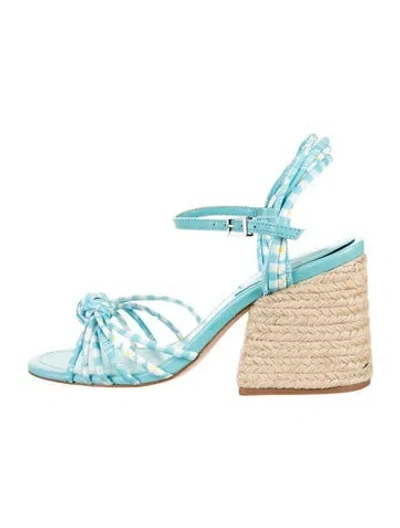 Pre-owned Schutz Leather Plaid Print Sandals In Blue