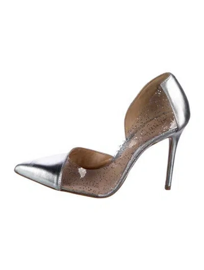 Pre-owned Schutz Leather Printed D'orsay Pumps In Silver