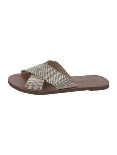 Pre-owned Schutz Leather Printed Slides In Multi