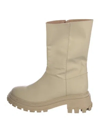 Pre-owned Schutz Leather Rain Boots In Neutral