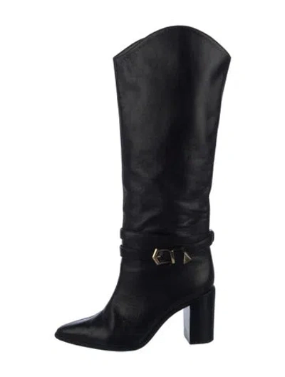 Pre-owned Schutz Leather Riding Boots In Black