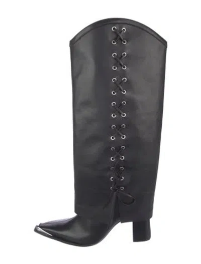 Pre-owned Schutz Leather Riding Boots In Black