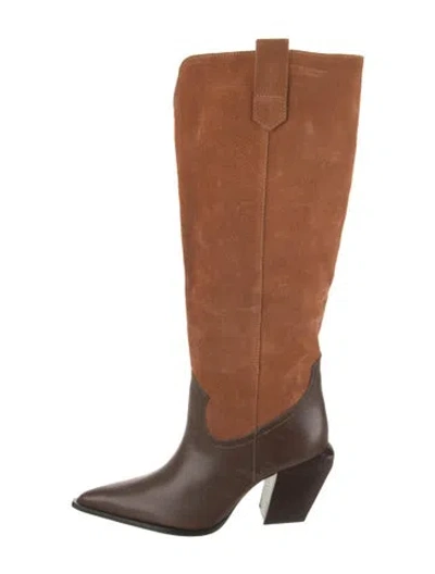Pre-owned Schutz Leather Riding Boots In Brown