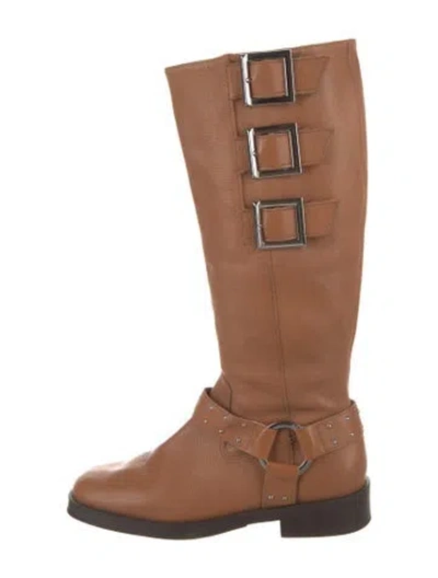 Pre-owned Schutz Leather Riding Boots In Brown
